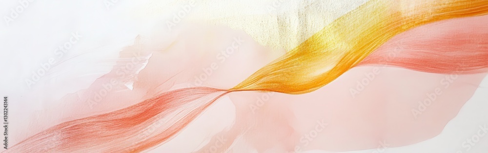 Poster Elegant coral and golden arcs create a serene harmony in abstract art with muted tones and fluid strokes