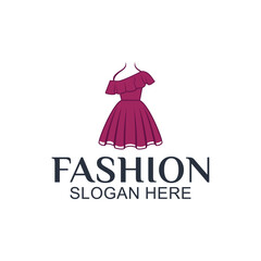 women's clothing boutique or fashion logo with luxury design, signs, mannequins, icons and beautiful dresses