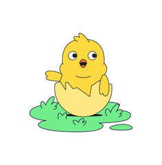 Happy chick hatching cartoon illustration