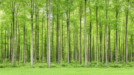 Obraz premium Lush Green Forest with Densely Packed Trees