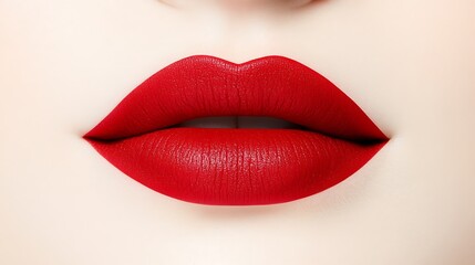 Obraz premium Close-up of Vivid Red Lips: A Detailed Digital Painting AI Generated