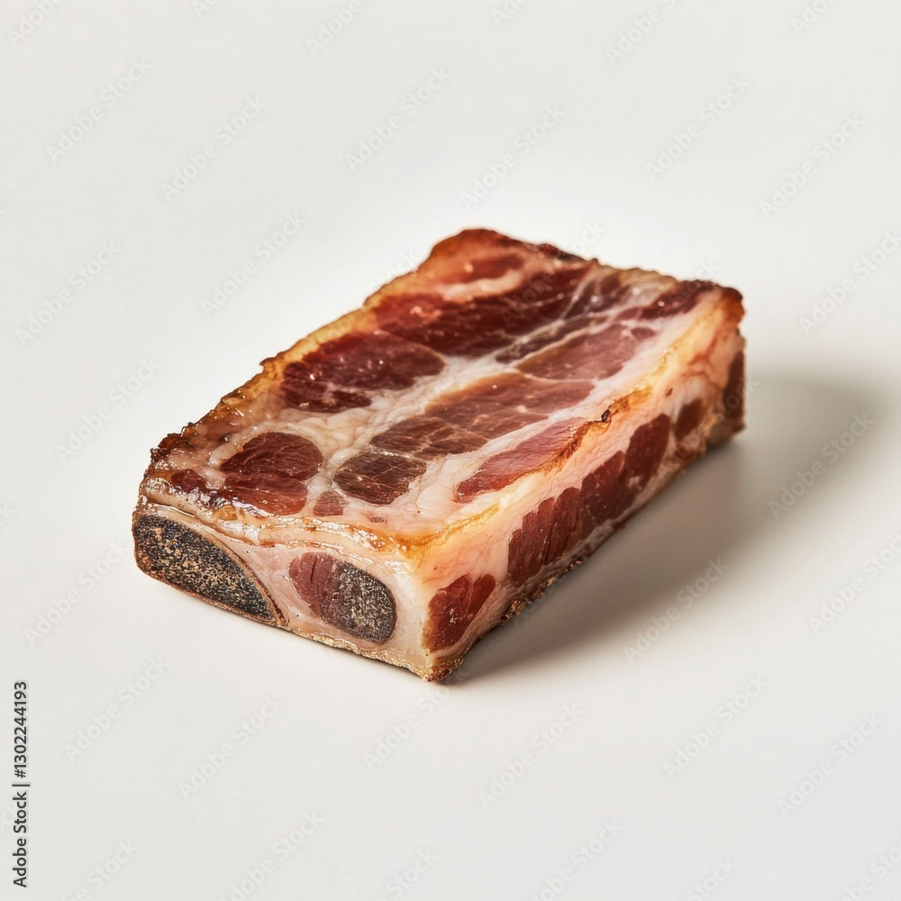 Poster crispy bacon slice isolated on a clean white background ready for breakfast or snack time
