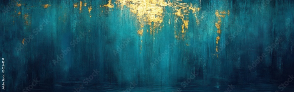 Leinwandbilder striking combination of cyan and rich gold bokeh lights creates a captivating visual experience at d