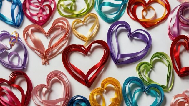 A whimsical and enchanting design featuring glowing ribbon-like hearts, elegantly swirling in the air, creating a romantic and dreamy effect. Perfect for Valentine&rsquo;s Day, love-themed designs, and fant