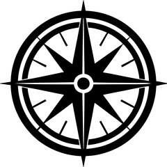 Obraz premium Simple Navigation Compass Silhouette High-Quality Vector Icon.