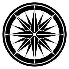 Obraz premium Minimalist Compass Silhouette Vector Icon White Background.