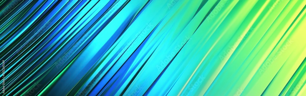 Aufkleber Futuristic diagonal striped gradient with vibrant blue and green hues creating a mesmerizing visual effect
