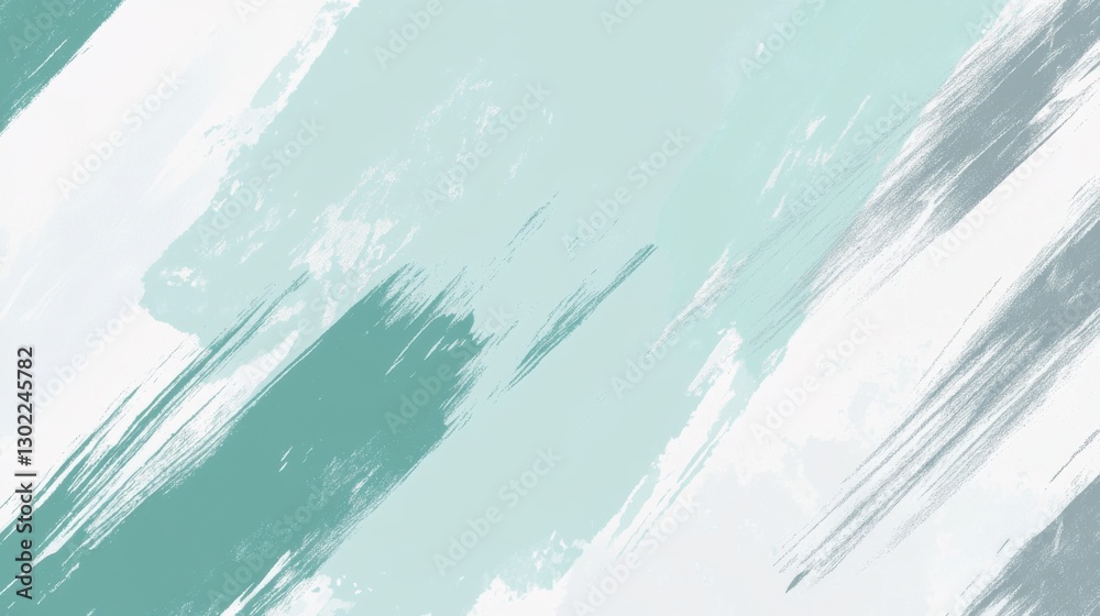 Aufkleber Pastel mint and gray abstract design with dynamic brush strokes and soft textures creating an incomplete artistic expression