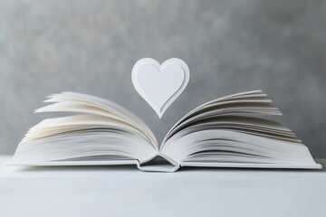 Obraz premium minimalist book cover mockup featuring a pristine white hardcover against subtle gray background, with clean shadows and perspective, perfect for modern design portfolio presentation