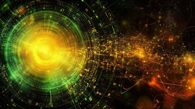 Abstract Digital Cityscape Showing Network Connections