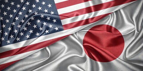 United States And Japan Flags Together Representing Diplomatic and International Relations