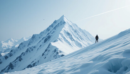 climber at Ice and Snow Minimalist Mountain Scene