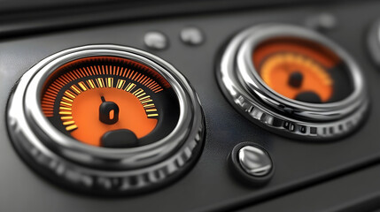 Close-Up of a Sleek and Modern Dashboard with Illuminated Gauges Display