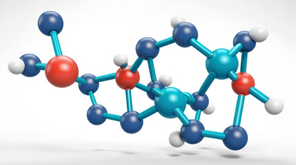 fosfomycin molecular structure 3d, antibiotic, structural chemical formula view from a microscope