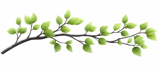 Obraz premium Spring branch, green leaves, nature, white background, design (1)