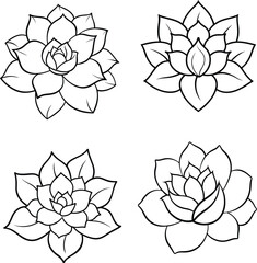Set of flowers vector illustration silhouette 