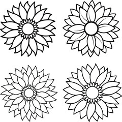 set of sunflower vector silhouette illustration