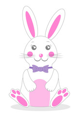 Fototapeta premium Cheerful easter bunny in playful vector illustration with pastel colors and a cute bow tie for festive celebrations