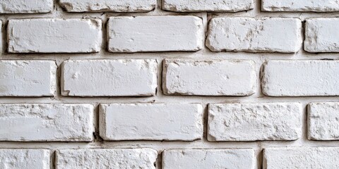 Fototapeta premium White brick wall texture background, flat lay, copy space concept design for backdrop, banner, poster, or greeting card