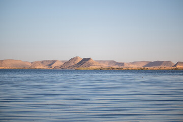 Beautiful nature landscape on Lake Nasser, Aswan, Egypt