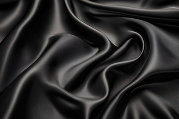 Fototapeta premium Black silk fabric drapes elegantly with soft and subtle folds