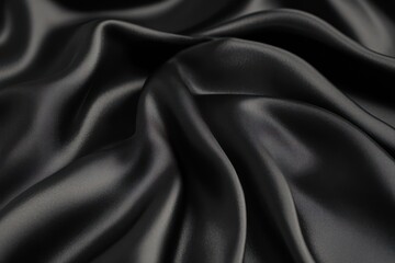 Obraz premium Smooth luxurious black satin fabric flows with elegant waves