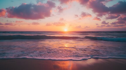 Obraz premium 51. A sunset-inspired gradient blending warm coral, soft gold, and dusky violet hues