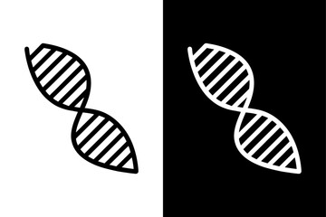 Minimalist DNA Silhouette Vector Icon Black & White Background.