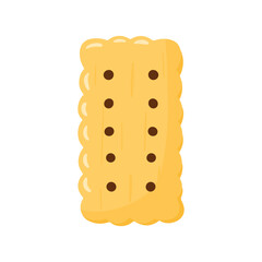 Biscuit or Cracker with Chocolate Filling in Cute Cartoon Vector Illustration