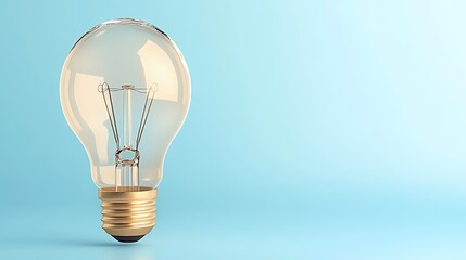 Glass Lightbulb on Blue Background Minimalist Design