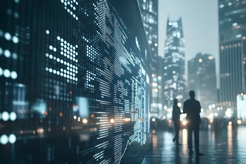 Obraz premium Modern technology meets urban finance: a vision of economic progress and future