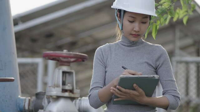 Engineers are using tablets to check water supply systems.