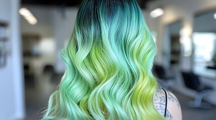 84. A refreshing gradient transitioning from bright lime green to pastel aqua for a vibrant and fresh look