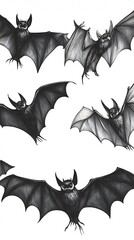 Fototapeta premium Bats Flying on White Background