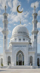Fototapeta premium White Mosque, Crescent Moon, Daytime