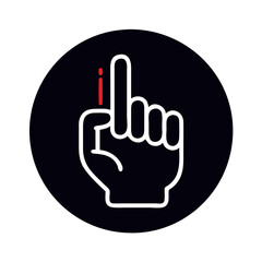 Obraz premium Hand with index finger raised in a black circle