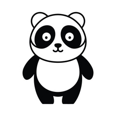 Cute Black and White Cartoon Panda Illustration, Adorable Panda Art. Cartoon Panda Drawing, Cute Black and White Panda Vector Art
