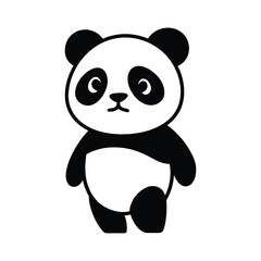 Cute Black and White Panda Illustration, Adorable Panda Art for Kids. Minimalist Black and White Panda Illustration, Cute Panda Drawing.
