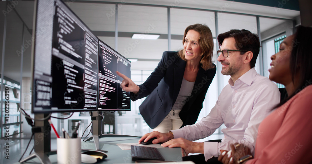 Poster Diverse coding team collaborating on software development