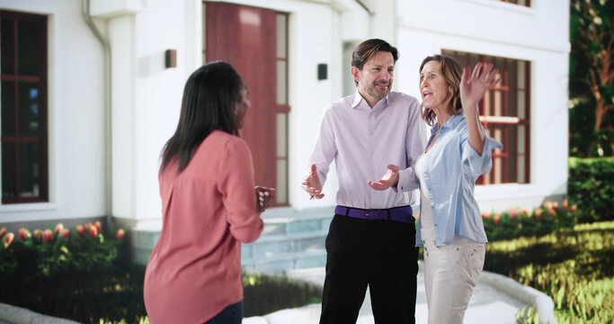 Neighbors quarrel outside, mediating domestic dispute