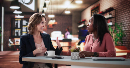 Coffee Shop Meeting for Multiracial Coworkers Happy