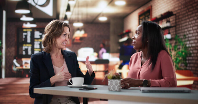 Coffee Shop Meeting for Multiracial Coworkers Happy