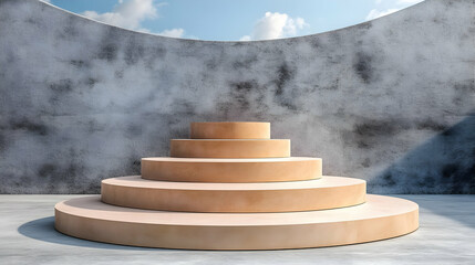 Circular product display, concrete room