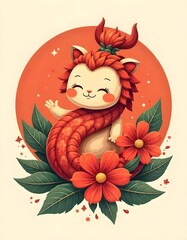animal cartoon character in vector art style illustration