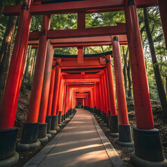 the red torii gates walkway at fushimi inari taish