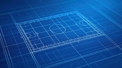 Fototapeta premium detailed blueprint of sports stadium layout, showcasing field design and dimensions. This energetic illustration highlights structure planning and architectural elements