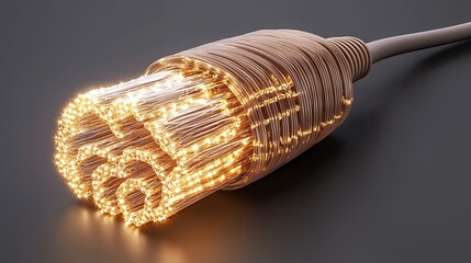 Glowing Fiber Optic Cable Connector Abstract 3D Render