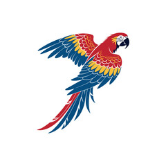 Scarlet Macaw bird silhouette logo vector line art logo design