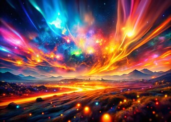 Abstract Burning Lights: Pulsating Colors, Afterlife Concept, 4K Video Still