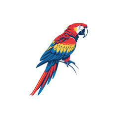 Scarlet Macaw bird silhouette logo vector line art logo design